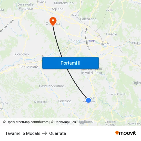 Tavarnelle Mocale to Quarrata map