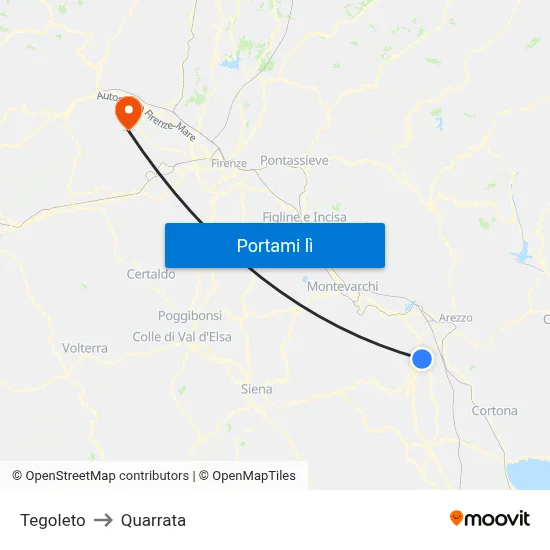 Tegoleto to Quarrata map