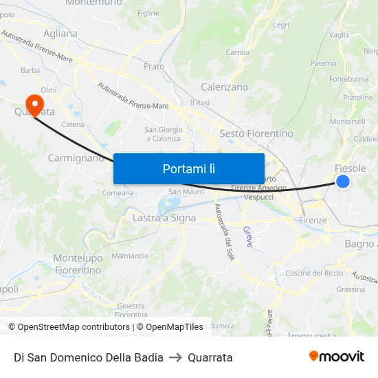 Di San Domenico Della Badia to Quarrata map