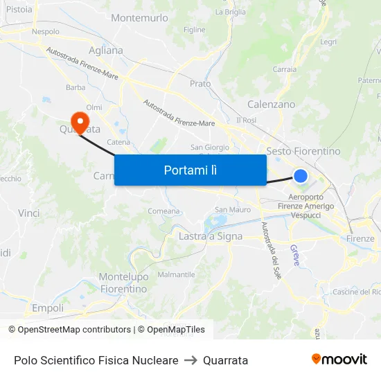 Polo Scientifico Fisica Nucleare to Quarrata map