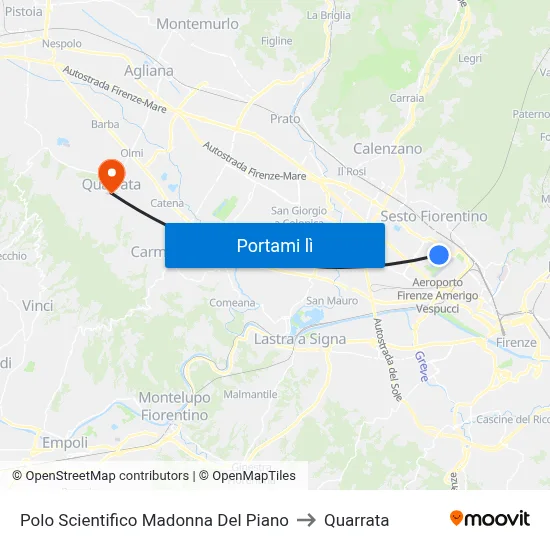 Polo Scientifico Madonna Del Piano to Quarrata map