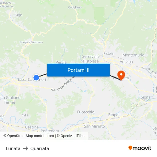 Lunata to Quarrata map