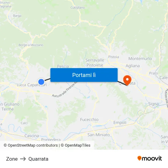 Zone to Quarrata map