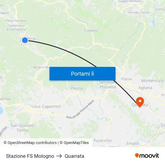 Stazione FS Mologno to Quarrata map