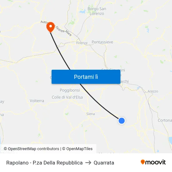Rapolano - P.za Della Repubblica to Quarrata map