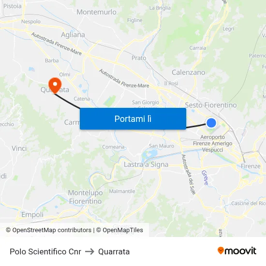 Polo Scientifico Cnr to Quarrata map