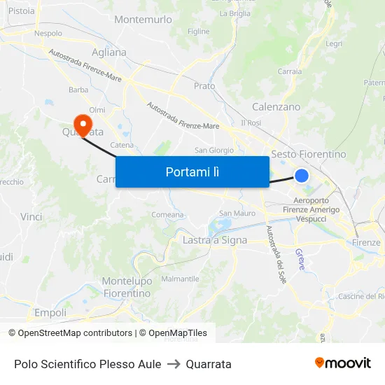 Polo Scientifico Plesso Aule to Quarrata map