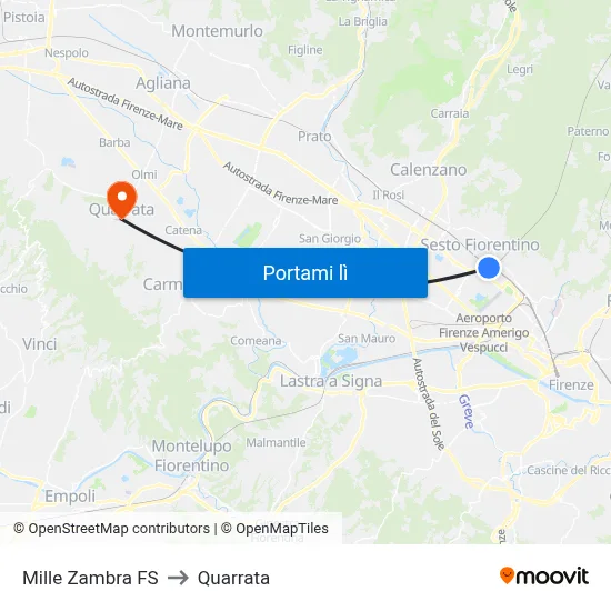 Mille Zambra FS to Quarrata map
