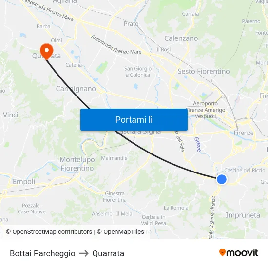 Bottai Parcheggio to Quarrata map