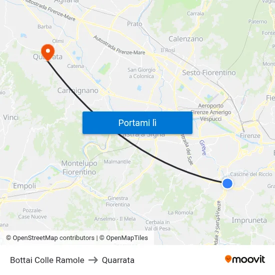 Bottai Colle Ramole to Quarrata map