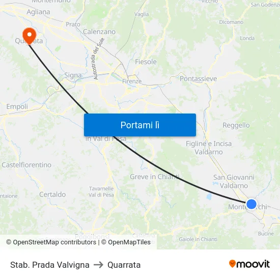 Stab. Prada Valvigna to Quarrata map