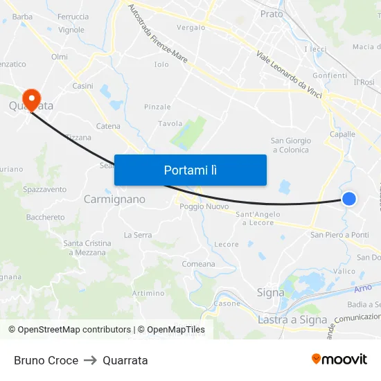 Bruno Croce to Quarrata map