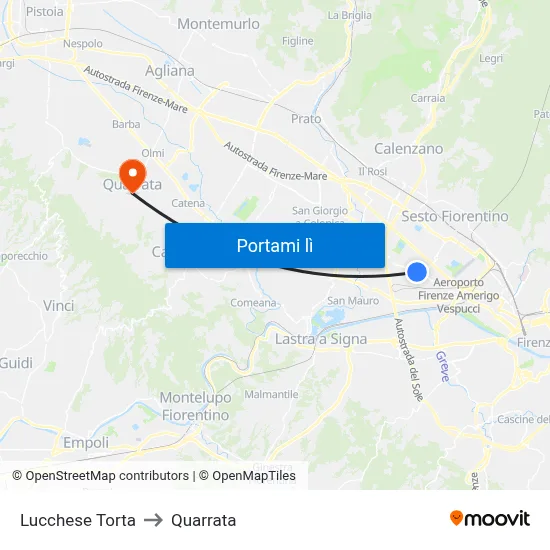 Lucchese Torta to Quarrata map