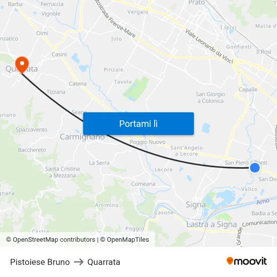 Pistoiese Bruno to Quarrata map