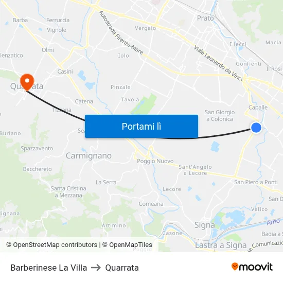 Barberinese La Villa to Quarrata map
