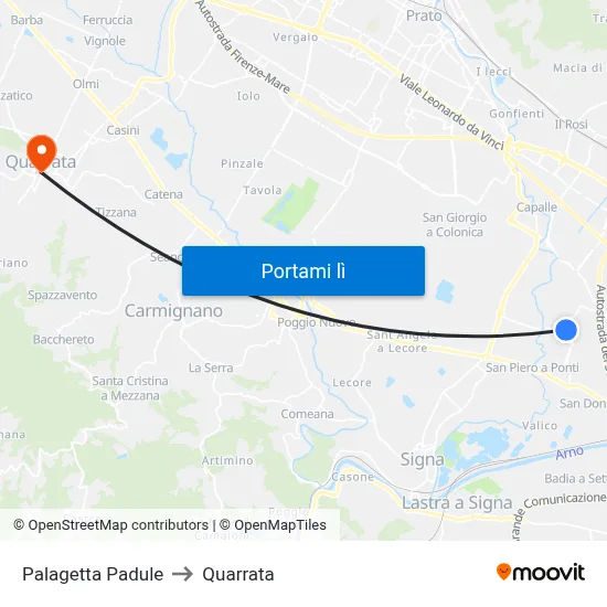 Palagetta Padule to Quarrata map