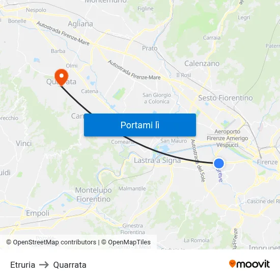 Etruria to Quarrata map
