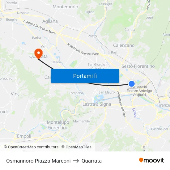 Osmannoro Piazza Marconi to Quarrata map