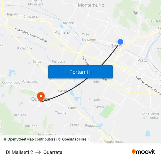 Di Maliseti 2 to Quarrata map