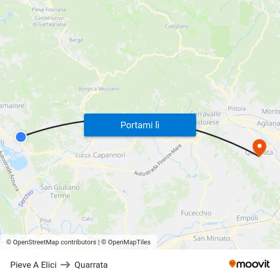 Pieve A Elici to Quarrata map
