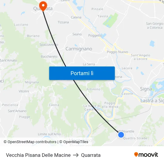 Vecchia Pisana Delle Macine to Quarrata map