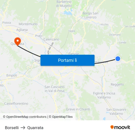 Borselli to Quarrata map