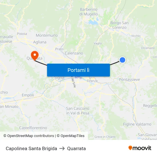 Capolinea Santa Brigida to Quarrata map