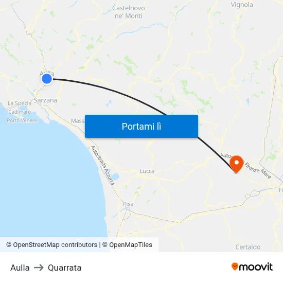 Aulla to Quarrata map