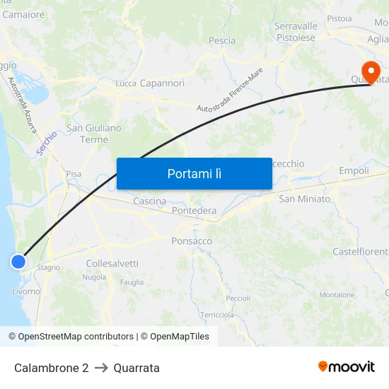Calambrone 2 to Quarrata map