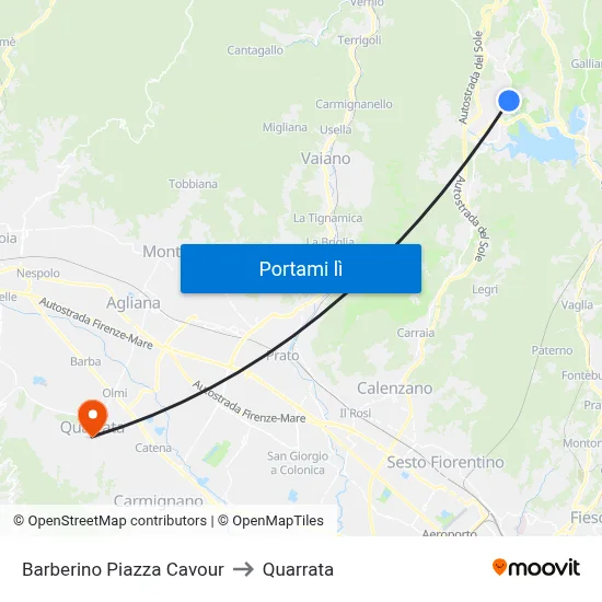 Barberino Piazza Cavour to Quarrata map