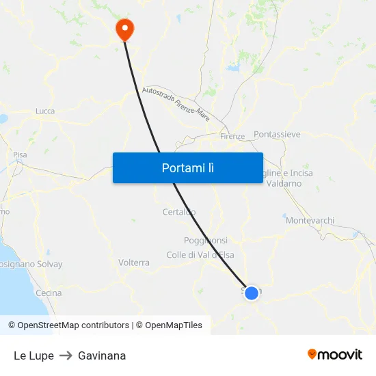 Le Lupe to Gavinana map