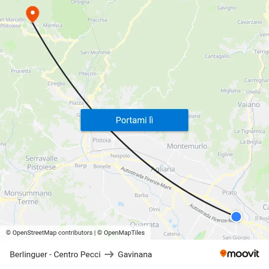 Berlinguer - Centro Pecci to Gavinana map