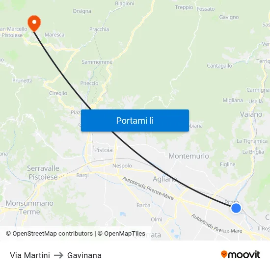 Via Martini to Gavinana map