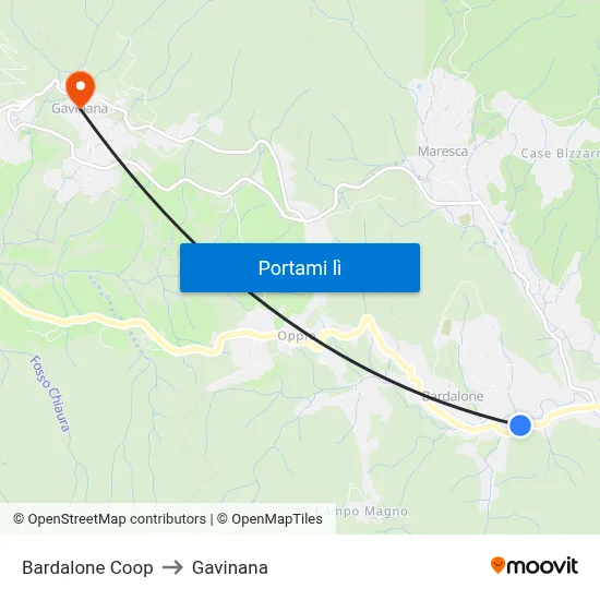 Bardalone Coop to Gavinana map