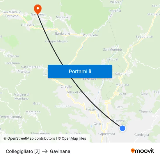 Collegigliato [2] to Gavinana map
