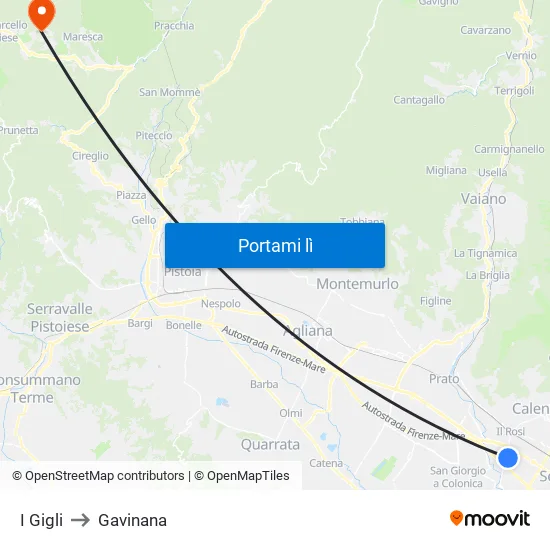 I Gigli to Gavinana map