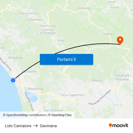 Lido Camaiore to Gavinana map