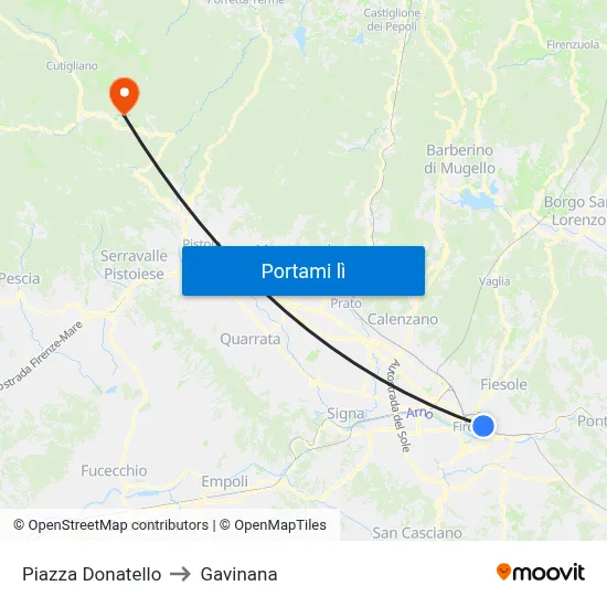 Piazza Donatello to Gavinana map
