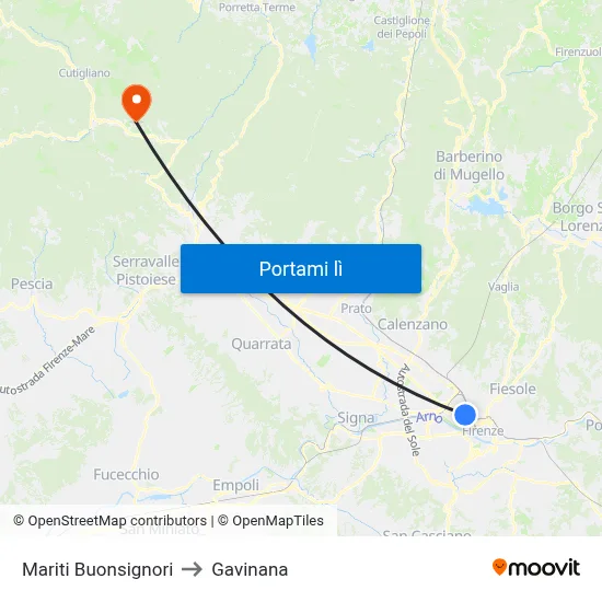 Mariti Buonsignori to Gavinana map