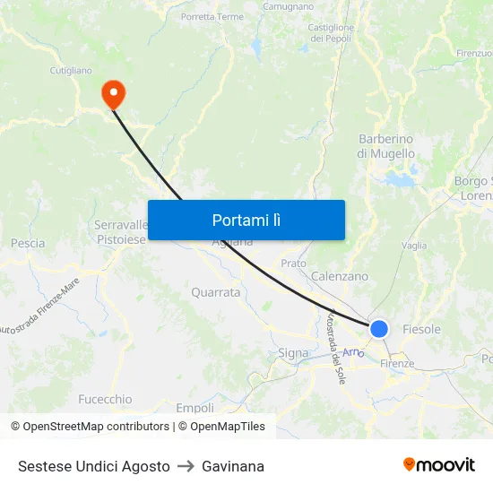 Sestese Undici Agosto to Gavinana map