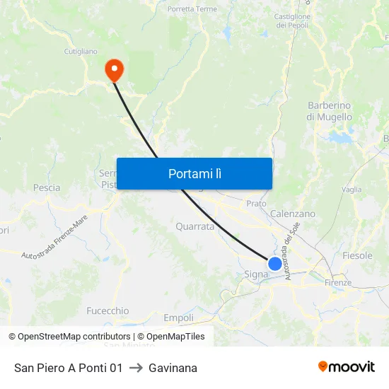 San Piero A Ponti 01 to Gavinana map