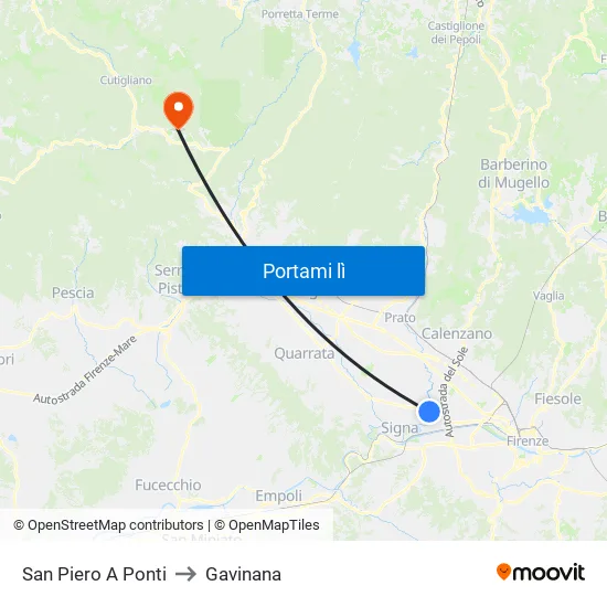 San Piero A Ponti to Gavinana map