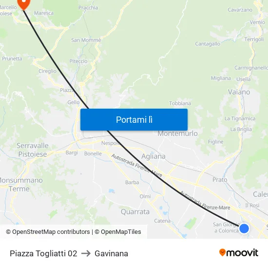 Piazza Togliatti 02 to Gavinana map