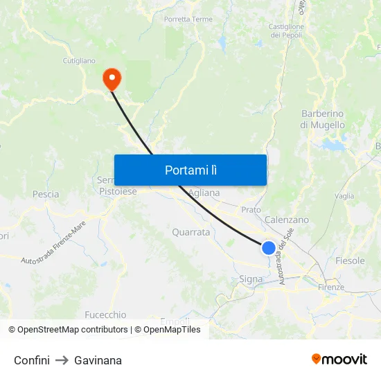 Confini to Gavinana map