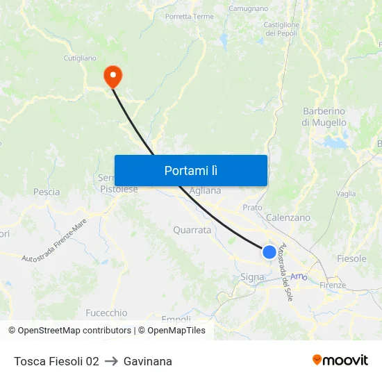 Tosca Fiesoli 02 to Gavinana map