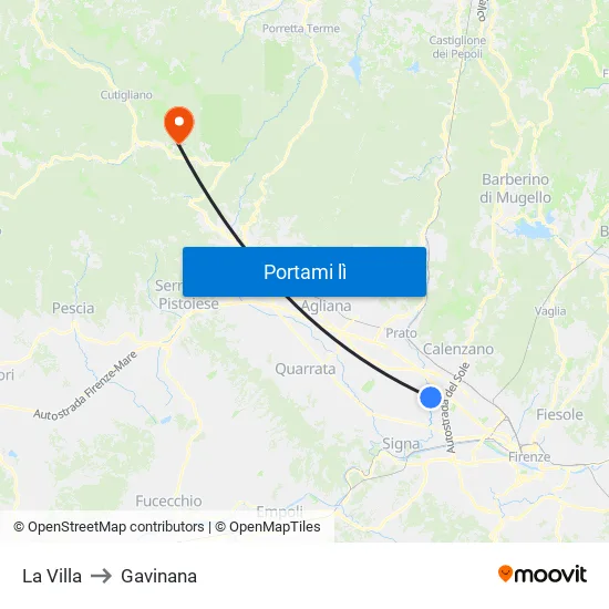 La Villa to Gavinana map