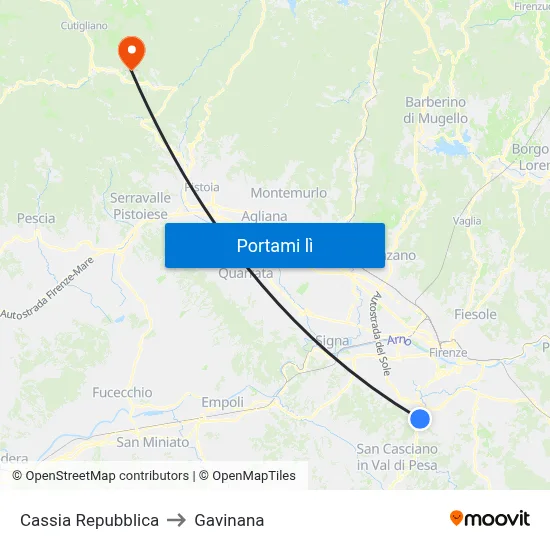 Cassia Repubblica to Gavinana map