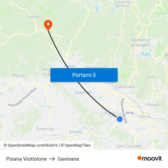 Pisana Viottolone to Gavinana map