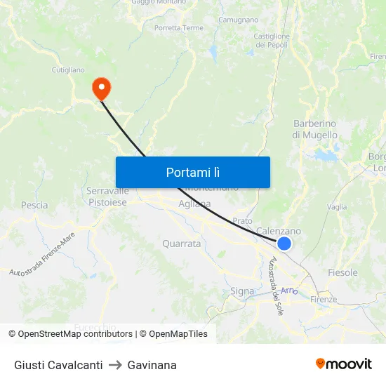 Giusti Cavalcanti to Gavinana map