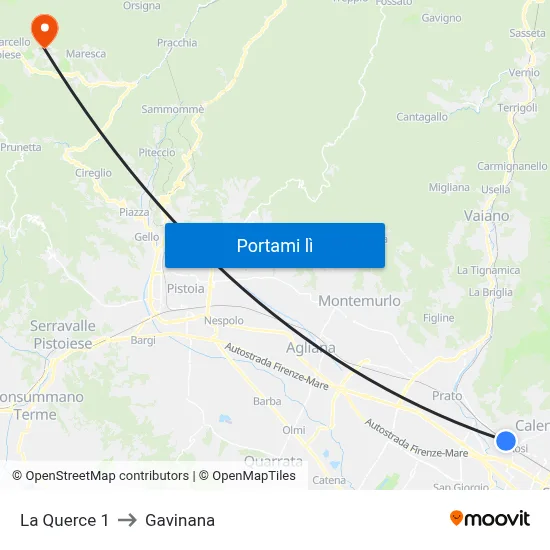 La Querce 1 to Gavinana map